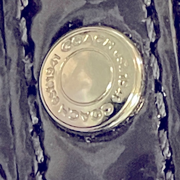 Coach Navy Blue Patent Leather Perforated Signature Audrey Andie Bag EUC - Picture 13 of 14